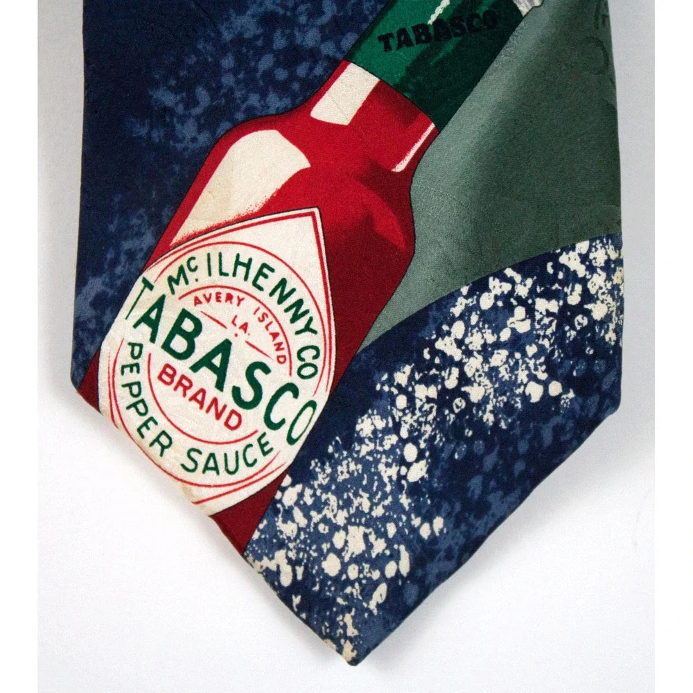 Tabasco Brand Pepper Sauce Red Peppers Oysters Shrimp Crabs 100% Silk‎ Neck Tie